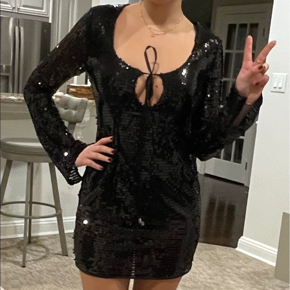 Sequin tie front mini dress perfect for NYE!!